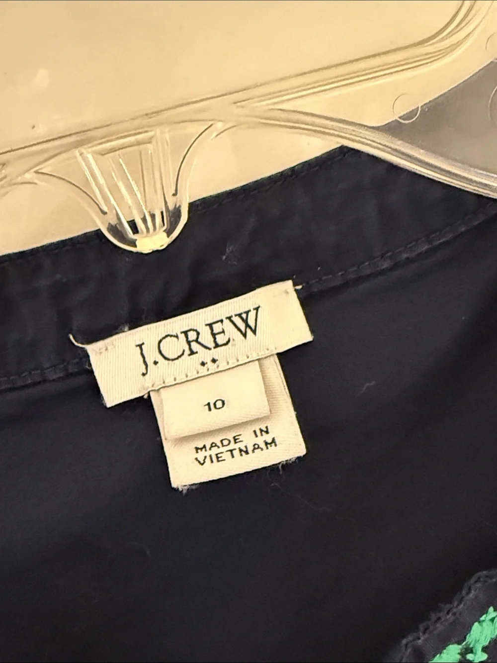 J. Crew Navy Tank Green Embroidered Front & Tassels Autumn Nautical Luncheon 10